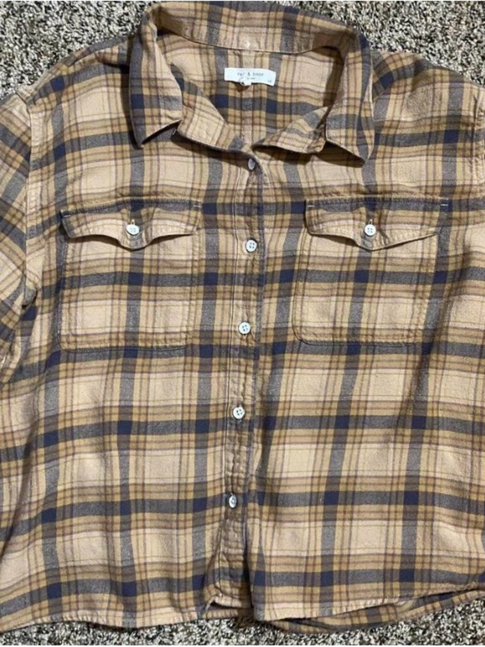 rag & bone Plaid Cropped Button-Up Shirt